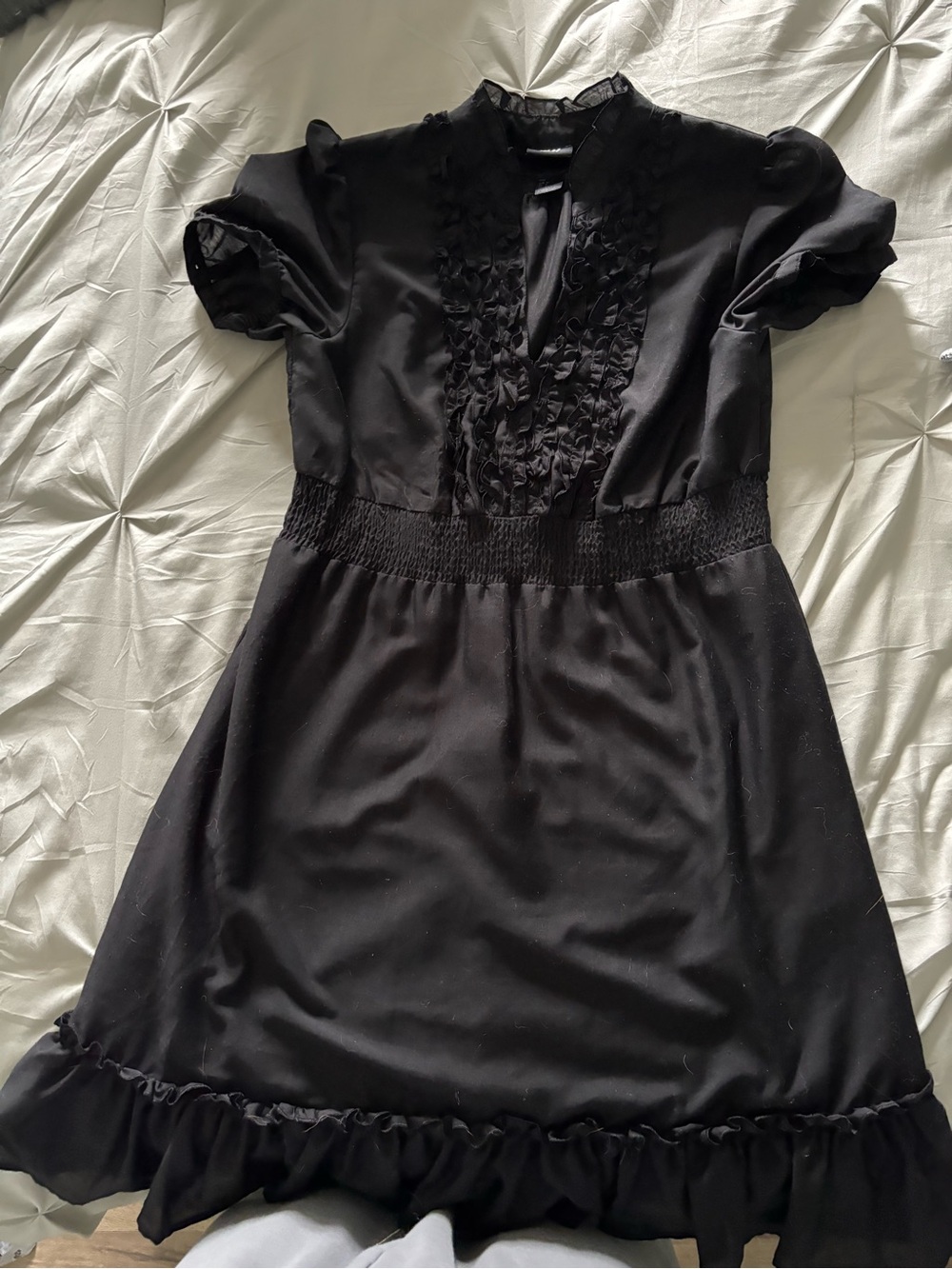 Gothic Ruffled Sleeve Elegant Black Dress